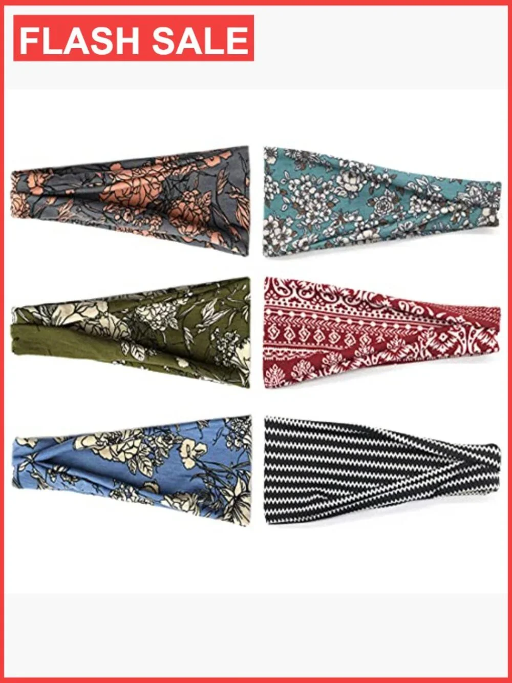 Wide Yoga Headbands 6 Pack Stretchy Sweat Absorbing Hair Accessories